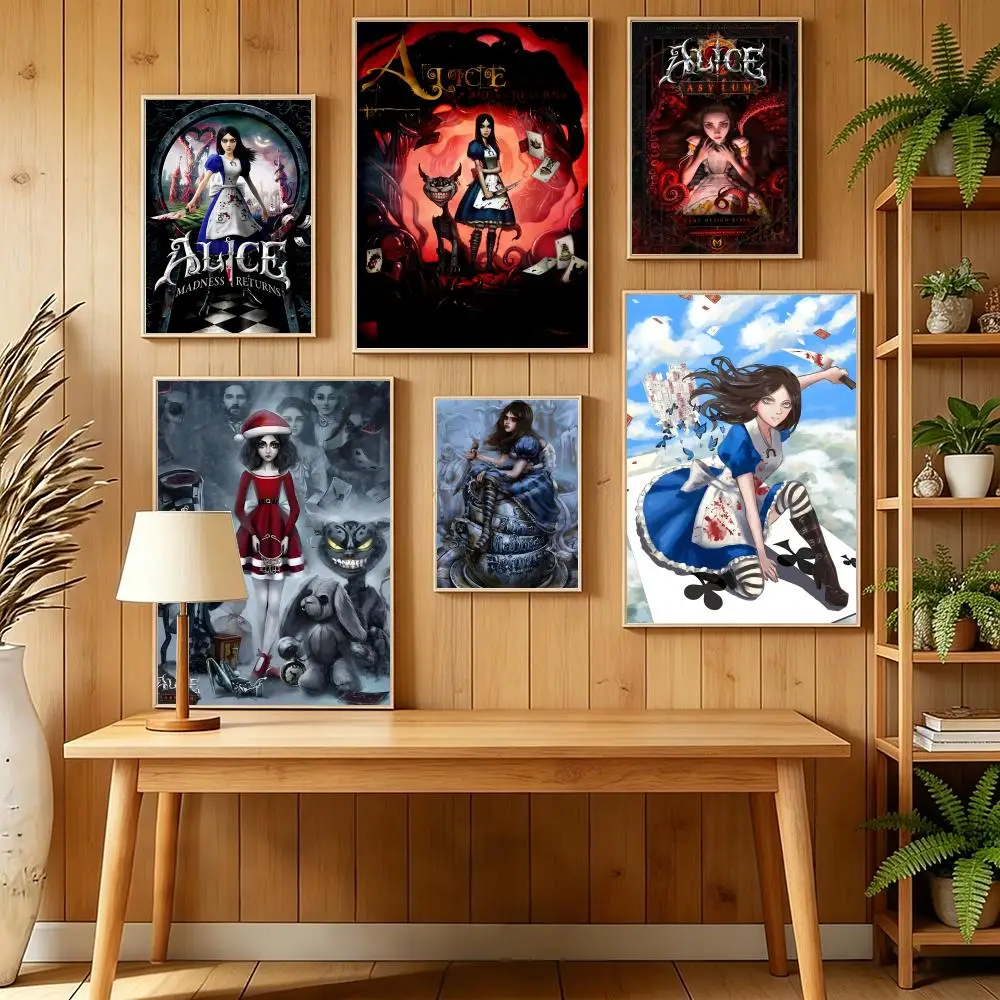 Anime A-Alice Madness Returns Painting Calligraphy Canvas Wall Art for Bedroom & Living Room Decor | Home Gift Painting