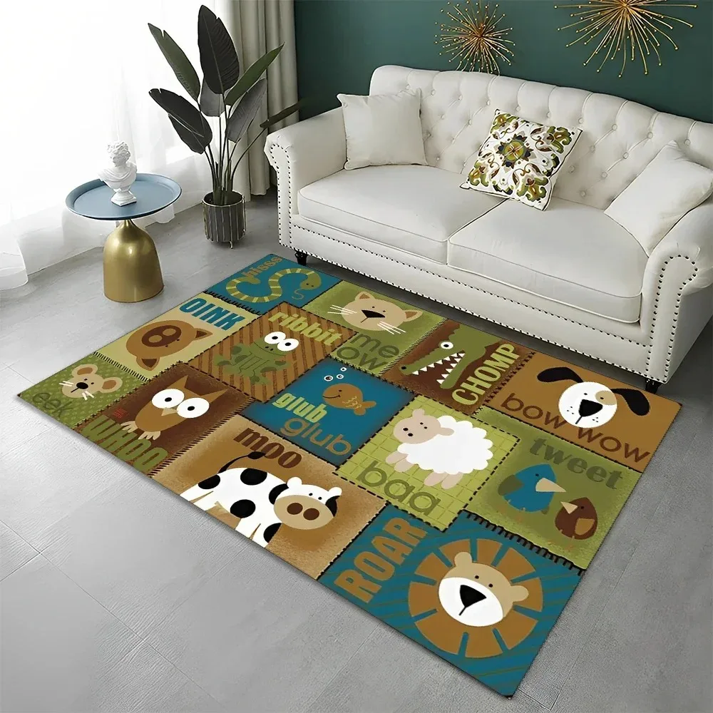 Kids Early Education Rug Series Alphabet Animal Number Patterns Suitable for Nursery Kindergarten Children's Room Learning Space