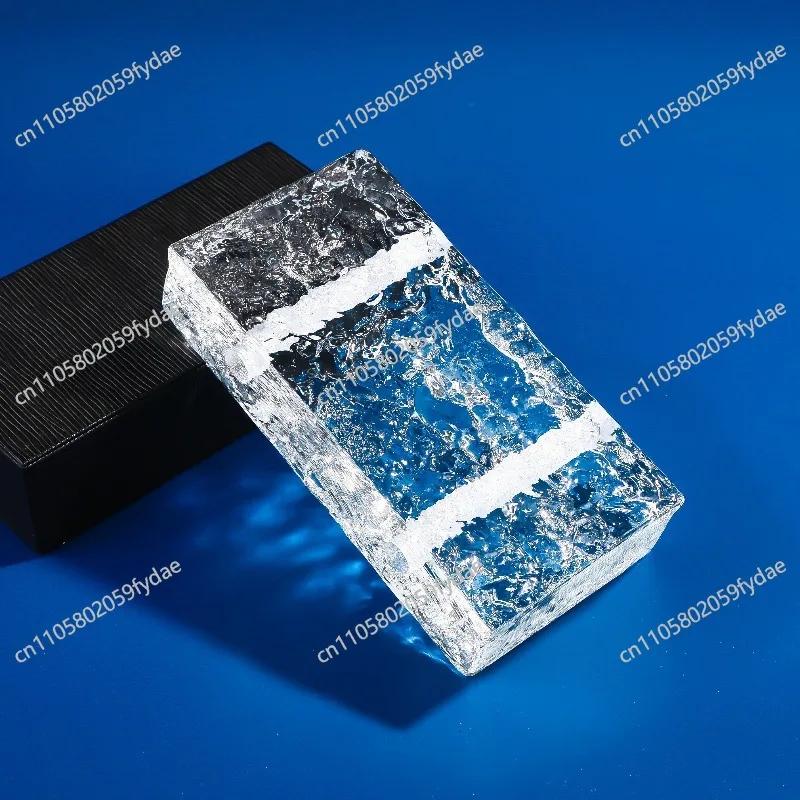 Ladrillo de cristal sólido transparente con patrón de sombra de hielo cuadrado, ladrillo de cristal para pared divisoria, ladrillo de cristal de color para baño.