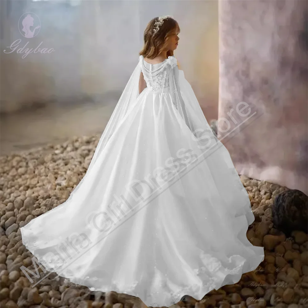 여자 화이트 우아함 꽃 소녀 드레스 웨딩 페르시 푹신한 아티 생일 미인 대회 피아노 공연 드레스