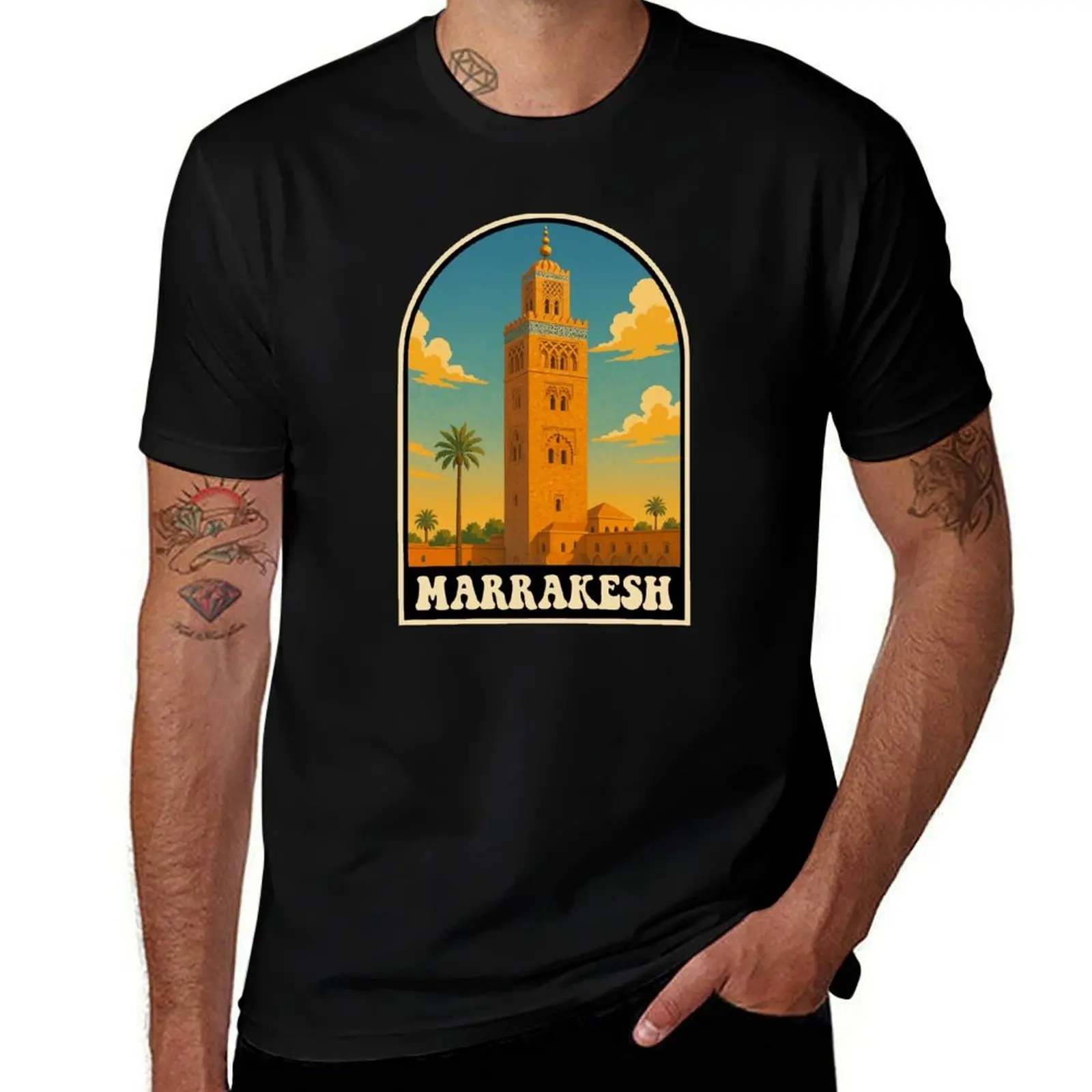 

Marrakesh Morocco Vintage Koutoubia Mosque Design T-Shirt plus size clothes T-shirts oversize t shirts men