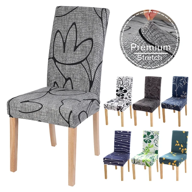

Printed Chair Cover Stretch Seat Dining Chair Covers Protector Slipcover Dining Room Covers Chairs for Kitchen Decoration 1 PCS