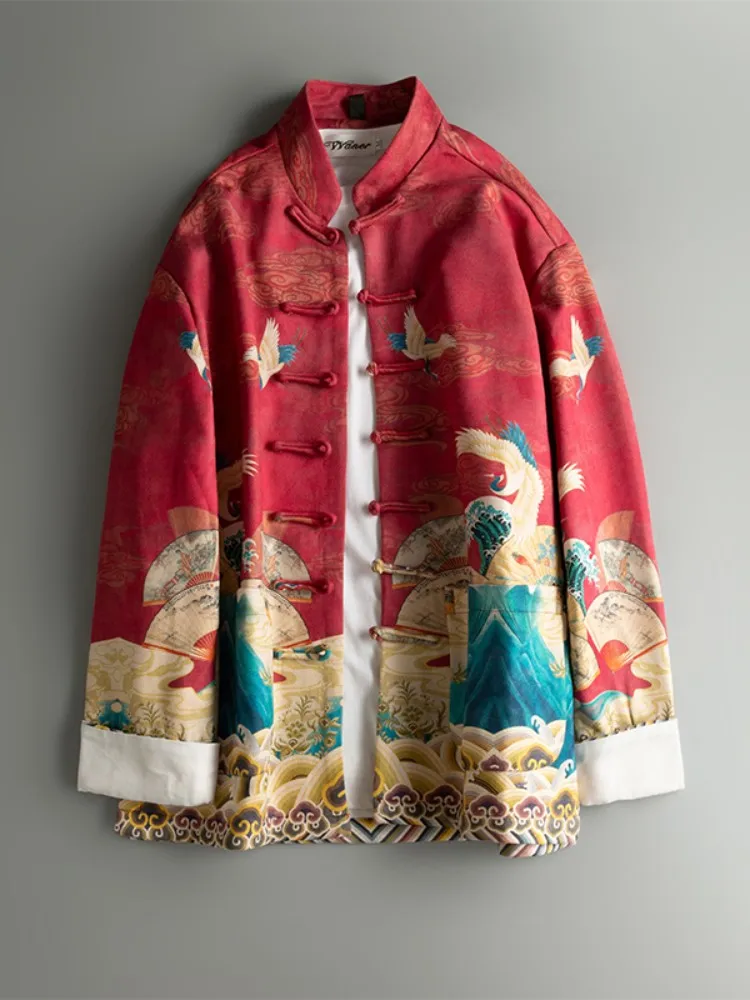 

Мужская ретро-куртка из замши в китайском стиле с пуговицами, свободного кроя, дышащая, для молодежи, на все сезоны