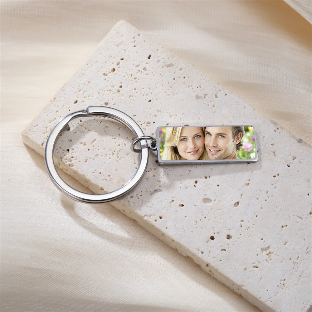 Benutzerdefinierter Foto-Schlüsselanhänger aus Edelstahl, rechteckig, Herzform, personalisiertes Bild, Schlüsselanhänger, Schmuck, Valentinstagsgeschenk – Detail 22