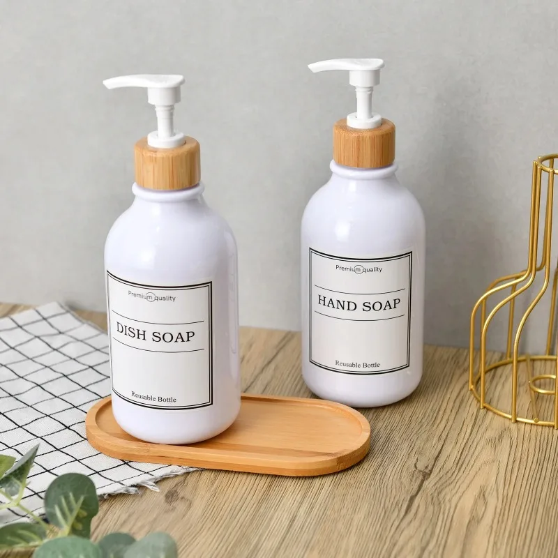 Bamboo Soap Dispenser Tray Vanity Countertop Bottles Organizer Holder Round Square Candles Jewelry Storage Tray for Bathroom