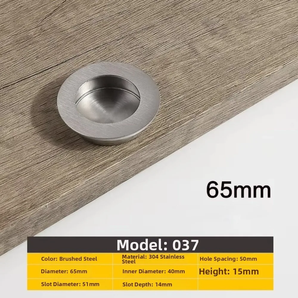 Stainless Steel Recessed Door Handle Flush Mount Round Shape Cabinet Handles Concealed Installation Embedded Door Knob