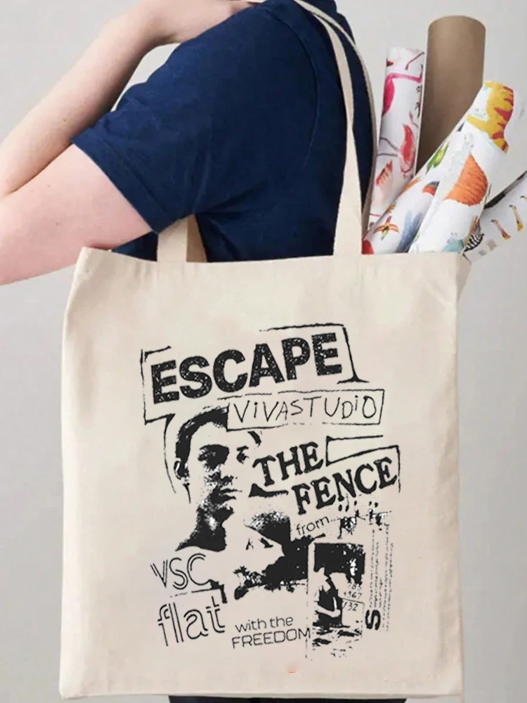 

1pc Large Capacity Portable Storage Shoulder Bag Cute Pasta Pattern Canvas Tote Bag Lunch Box Reusable Shopping Bags Pasta Lover