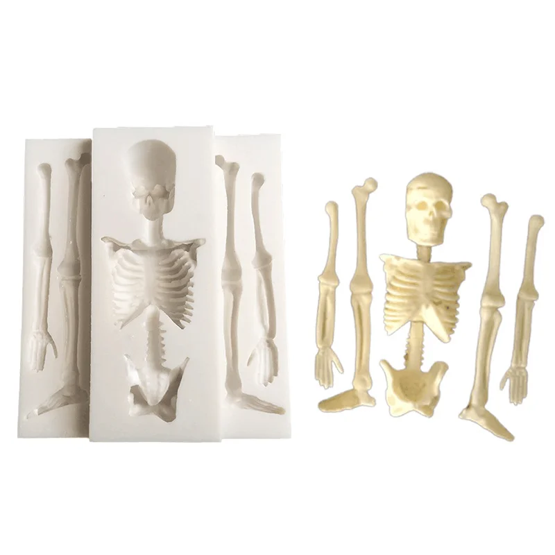 Skeleton Halloween Skeleton Body Silicone Mold Kitchen DIY Cake Baking Decoration chocolate Mould Handmade Plaster Clay Tool