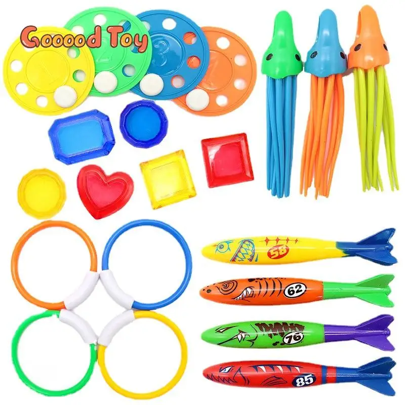 

Swimming Pool Treasure Hunt Diving Toy Set Torpedo Fish Water Rings Plants Dolphin Buoy Children's Diving Toys Birthday Gifts