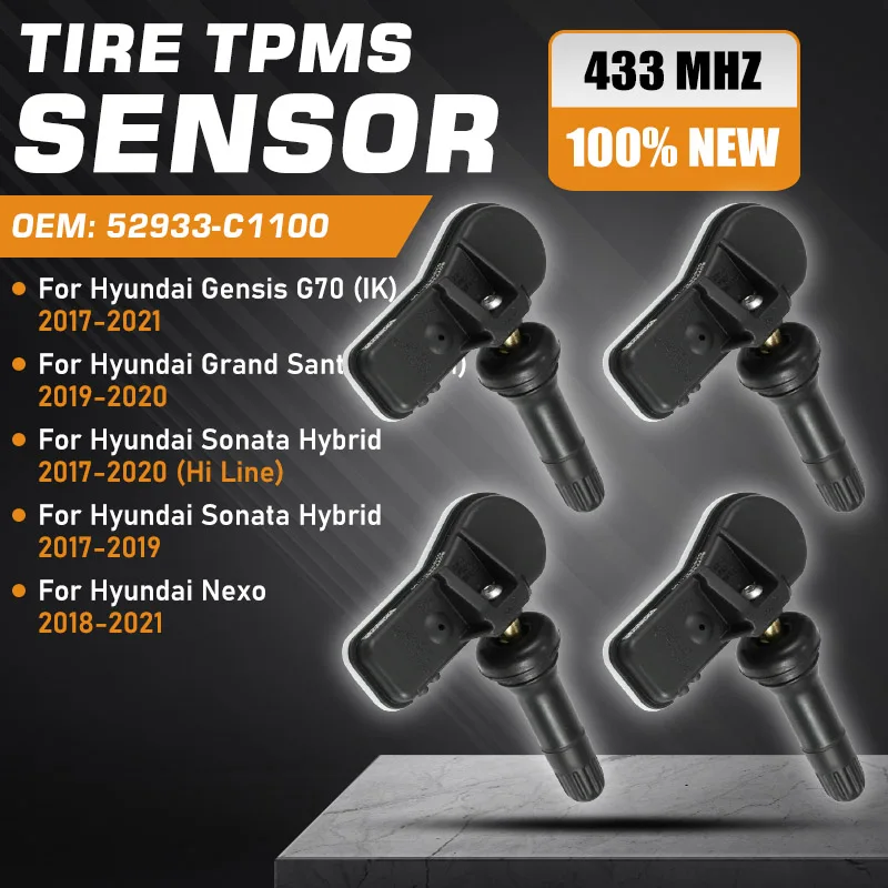 

Car Tire Pressure Sensor TPMS For Hyundai Grand Santa Fe DM 2019-2020 Hyundai Gensis G70 Hyundai Sonata Hybrid Nexo 2017-2021