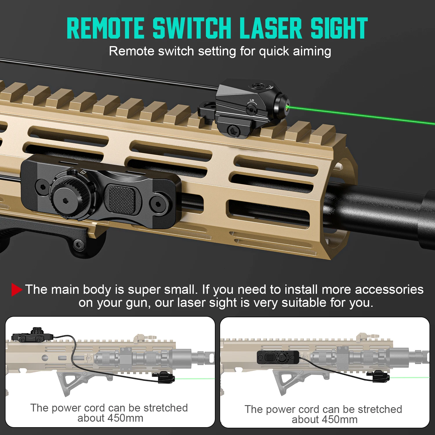 وضع البطارية 7003، مزود بمؤشر ليزر أخضر مع وظيفة المساعدة التي تهدف ذيل الماوس #2