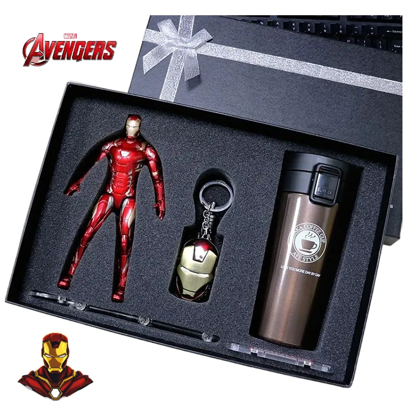 

Marvel Железный человек аниме мультяшная фигурка фигурка креативная персонализированная кукла модель термос подарочная коробка набор игрушка Рождественский подарок