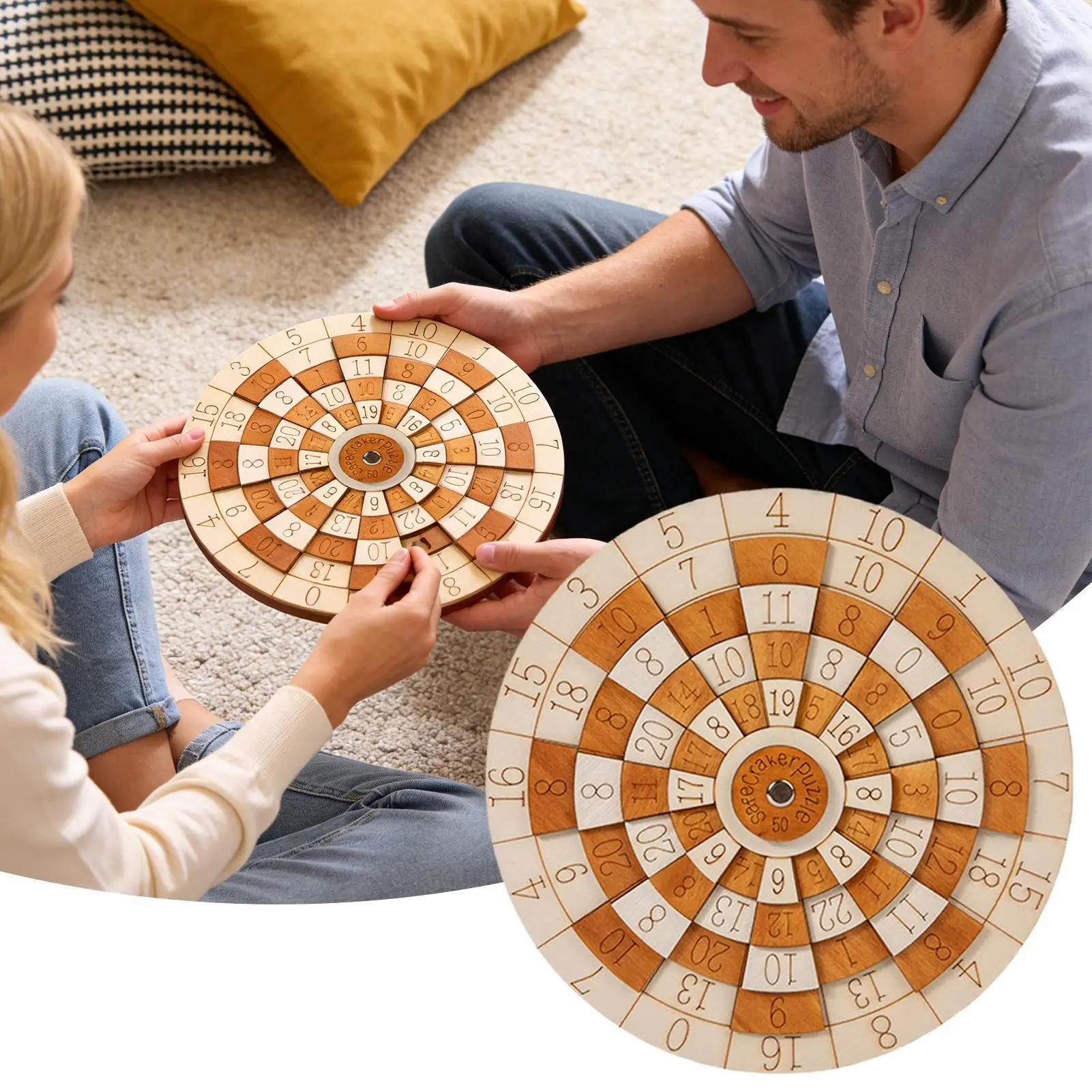 Rompecabezas Matemático de Madera, Juego de Números Desafiantes, Diseño de Rueda Giratoria, Rompecabezas para Estimular el Cerebro, para Escritorio, Viajes y Entretenimiento