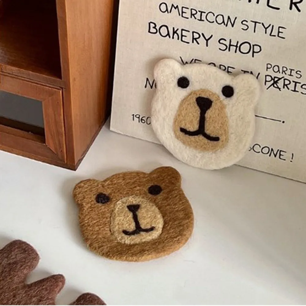 Wool Felt Bear Coaster Thickened Bear Outline Drink Mat Heat‑resistant Fiber Layer Soft Flexible Textured Table Protector