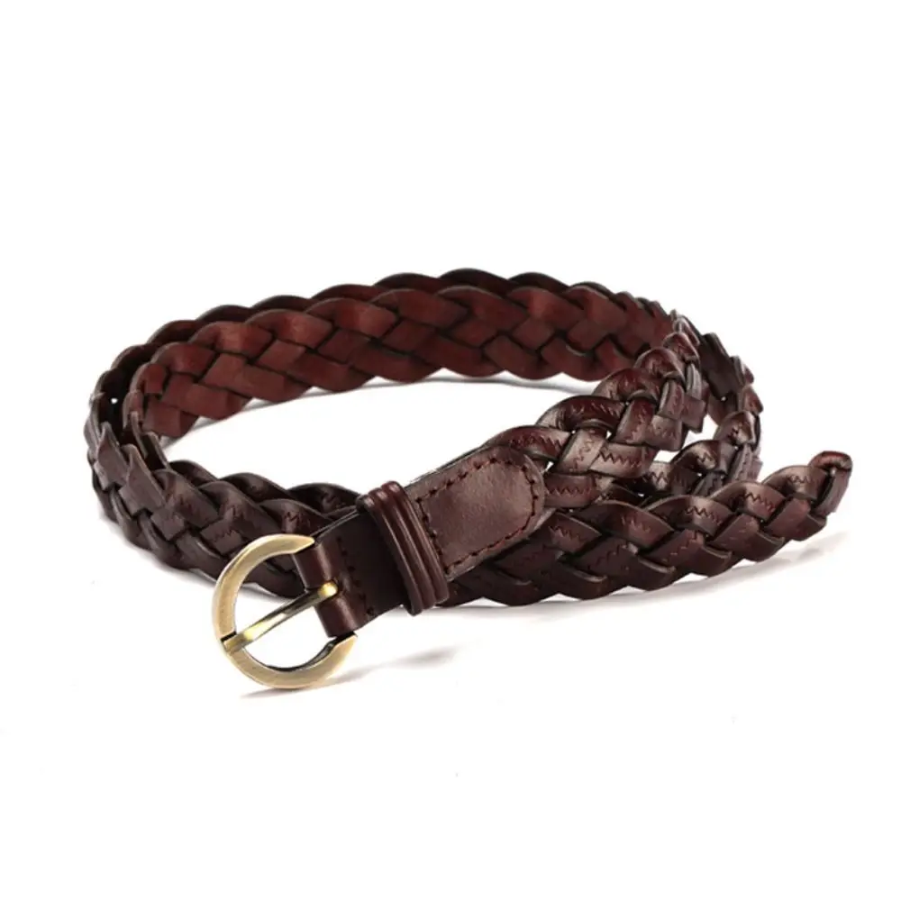 Personality Solid Color Braided Waist Belt Adjustable Waist Strap Weave Waistband Hand Woven Buckle Belt Decorative Jeans