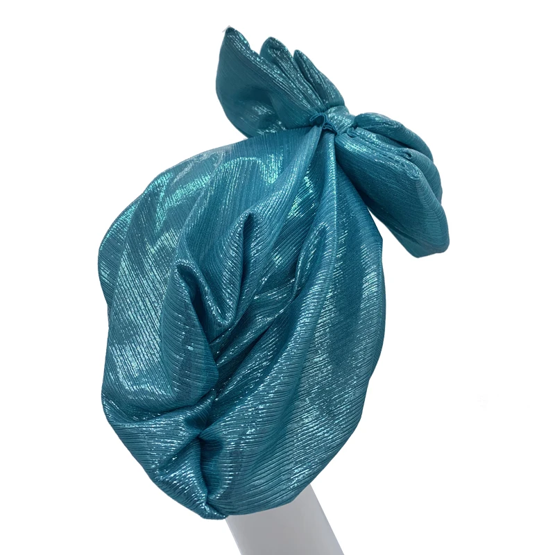 Shinning Multi-schicht Bowknot Turban Kappe für Frau Mode Afrikanische Headtie Nigeria Hochzeit Turbane Hut Muslim Headwrap Motorhaube – Detail 12
