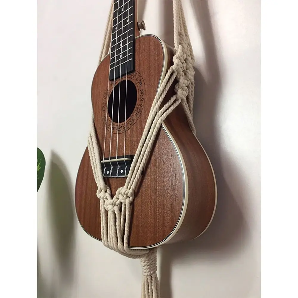 Hochwertiger Netz-Gitarren-Wandhalter, Wandhalterung, rutschfester Ukulele-Aufhänger, Boho-Ukulele/Violinständer, Bass