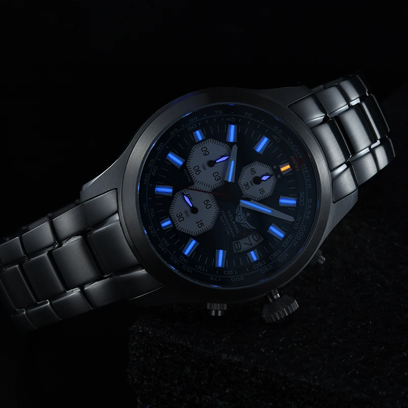 YELANG الرجال الطيار ساعة 42 مللي متر كرونوغراف كوارتز ساعة اليد أنابيب مضيئة 10ATM مقاوم للماء الياقوت مرآة OS10 Mov