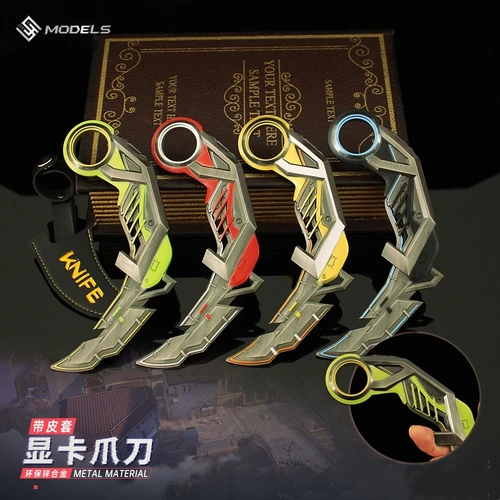 발로란트 게임 주변기기, RGX 11z Pro Karambit 모델, 합금 훈련 칼 장난감, 공예 선물, 가죽 케이스 포함, 날카로운 것이 아님, 16cm 