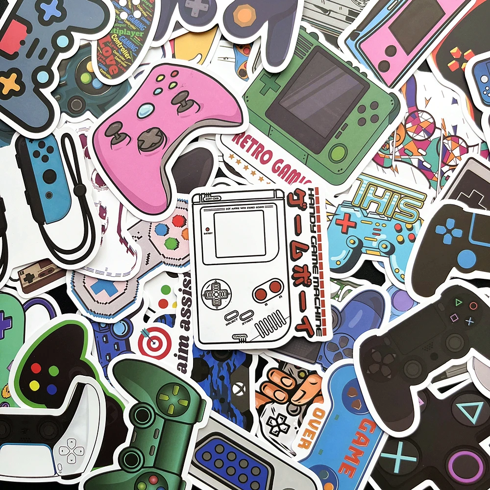 50Pcs Vintage Video Game Joypad Stickers for Laptop Skateboard Motor Bike Car Fridge Guitar Waterproof Sticker Pack Classic Toys