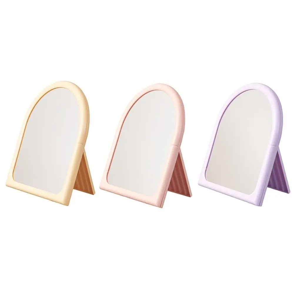 Dressing Table Decor Arch Shaped Makeup Mirror Foldable Cartoon Vanity Mirror with Bracket Elegant Dressing Mirror Home Use