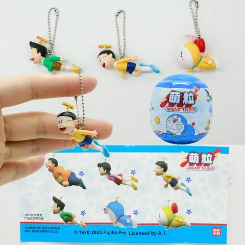Doraemon Flying Mini Figure Gachapon Blind Box Keychain Bag Charm Nobita Anime Kawaii Ornament Surprise Gift for Fan Collection