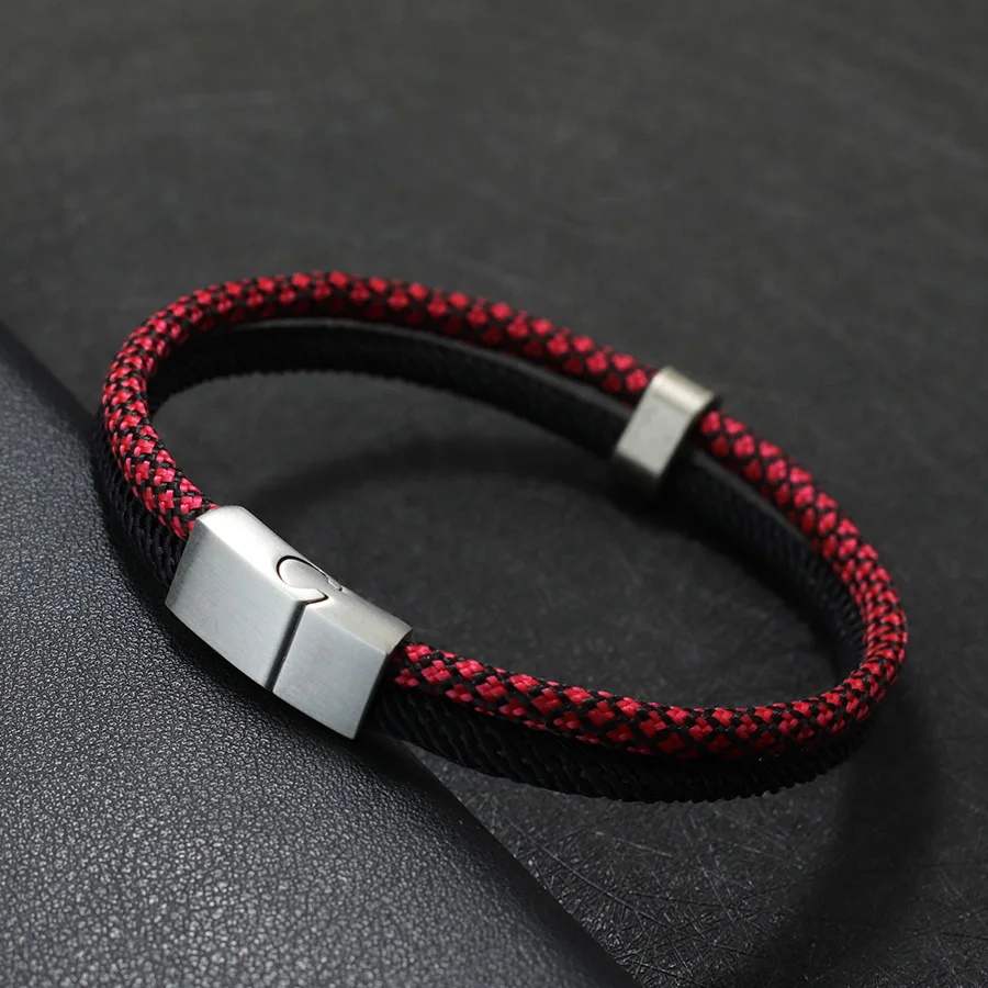 New Bohemian Paracord Bracelet For Men Stainless Steel Magent Buckle Surfer Braslet Homme Gifts For Him Fabric Nautical Braclet