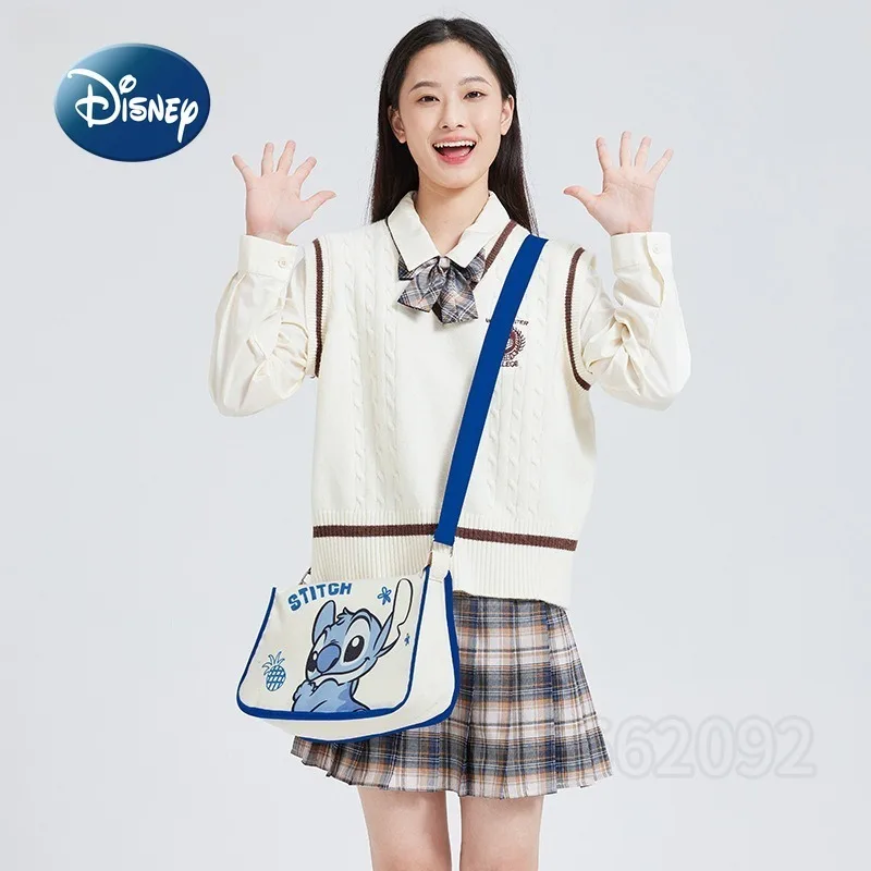 Disney Stitch New Shoulder Messenger Bag Canvas Fashion Girl Shoulder Bag Luxury Brand Original Casual Girl Bag Large Capacity