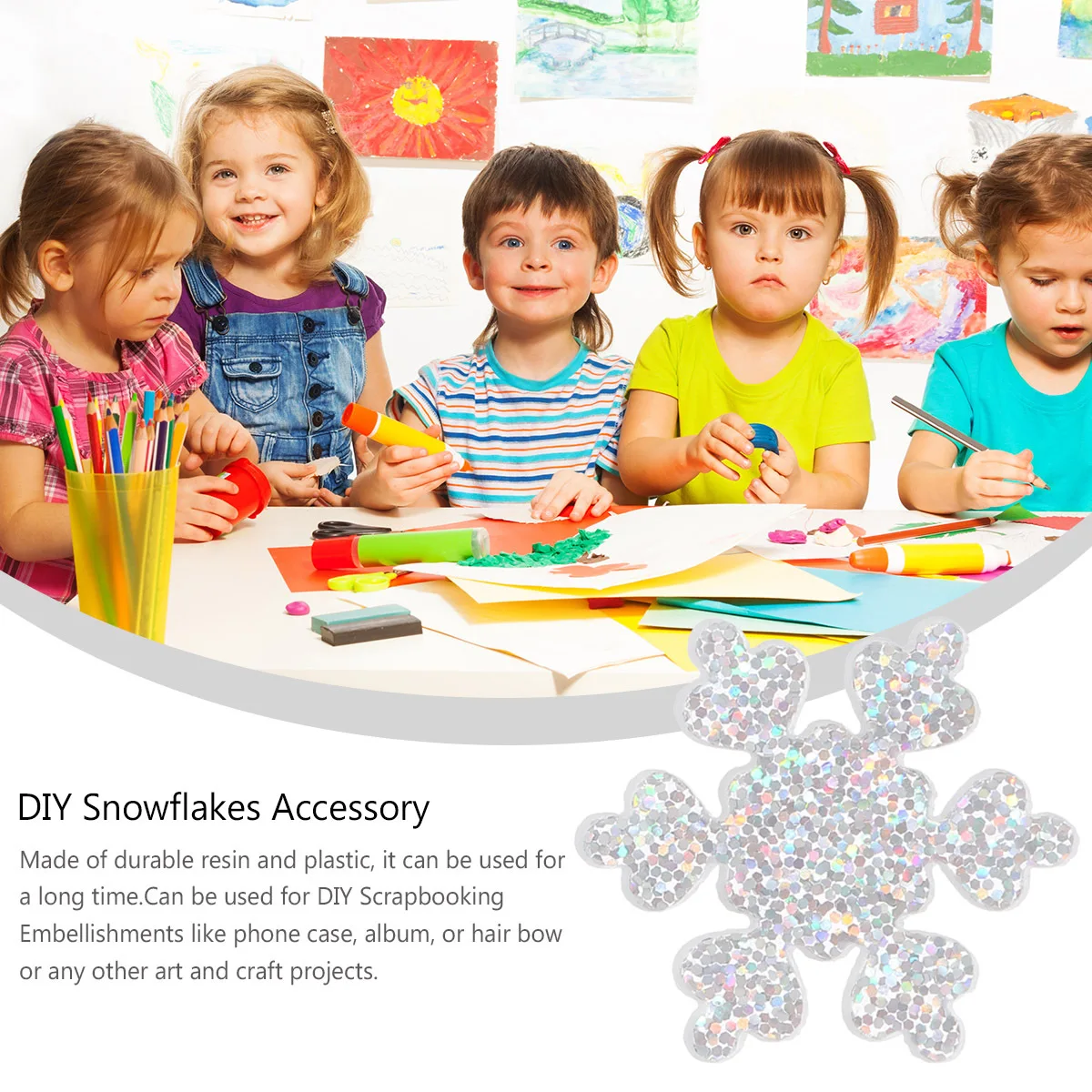 

50pcs Diy Phone Case Decoration Materials Christmas Snowflakes Charms For Craft Jewelry Making Hair Accessories Scrapbooking