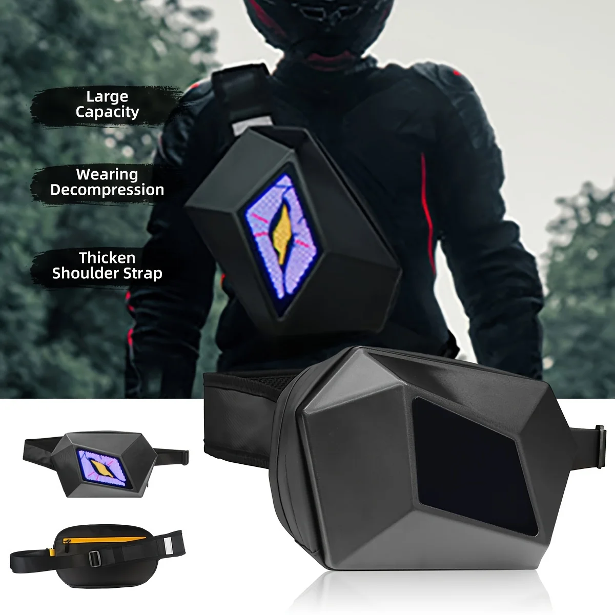 

Sling Bag with LED Display, Cycling Travel Daypack, LED Sling Bag, LED Backpack Men's and Women's Chest Waterproof Crossbody Bag