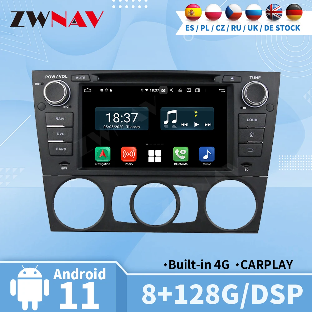 Carplay Radio Bluetooth Automotive Multimedia Central 2 Din Android Auto Video For BMW E90 Saloon 2005-2011 2012 Screen Stereo