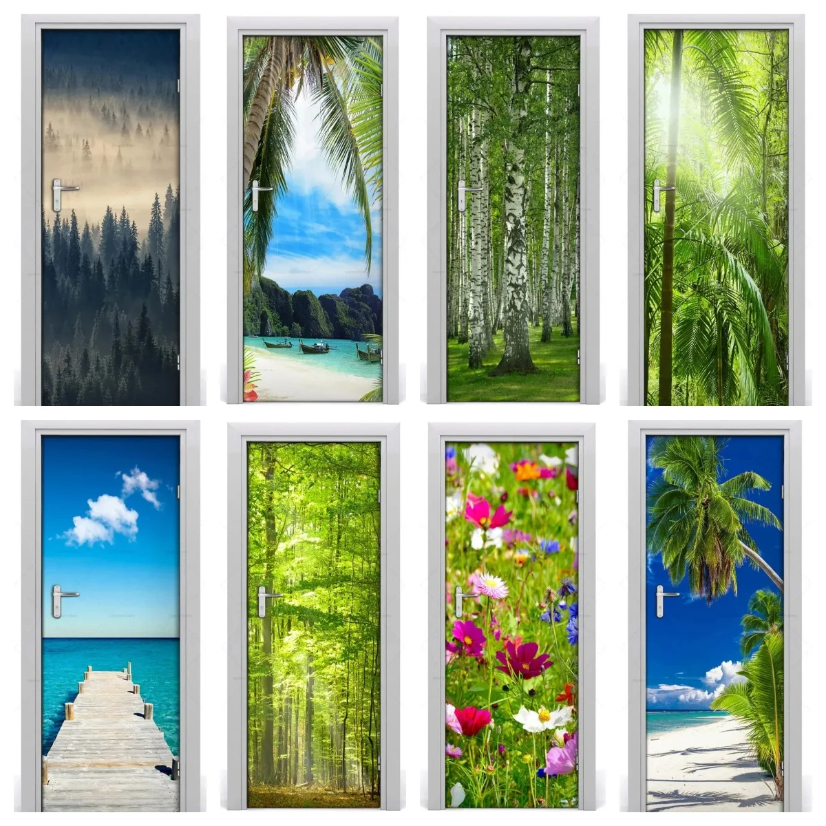 

Planet Forest Door Sticker Vinyl PVC Waterproof Self Adhesive Renovation Old Door Poster Suitable for Apartment Door Sticker
