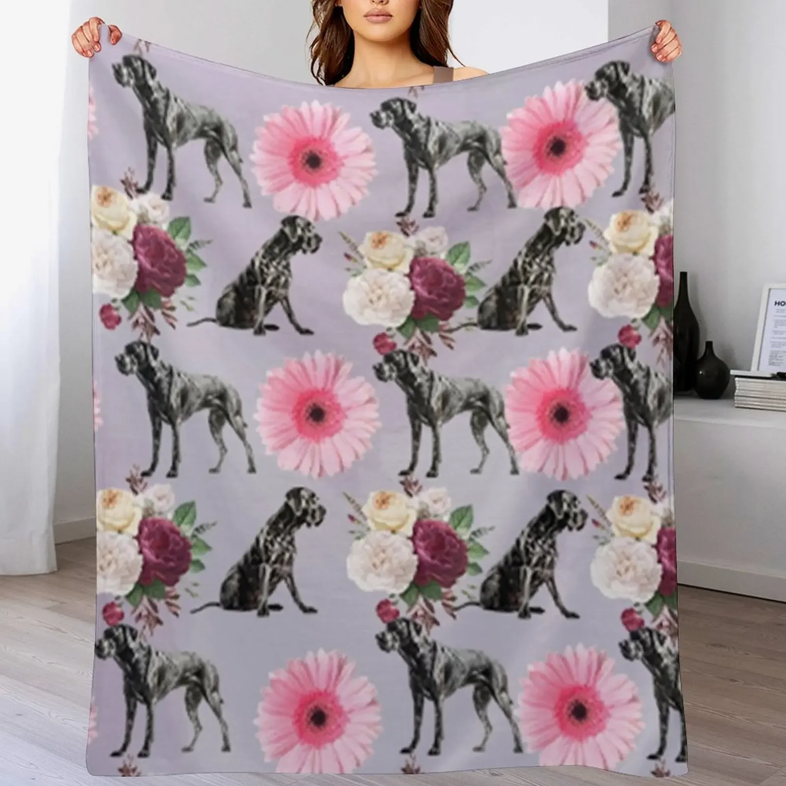 Great dane Throw Blanket Anti Shedding Soft Fuzzy Blanket for Home