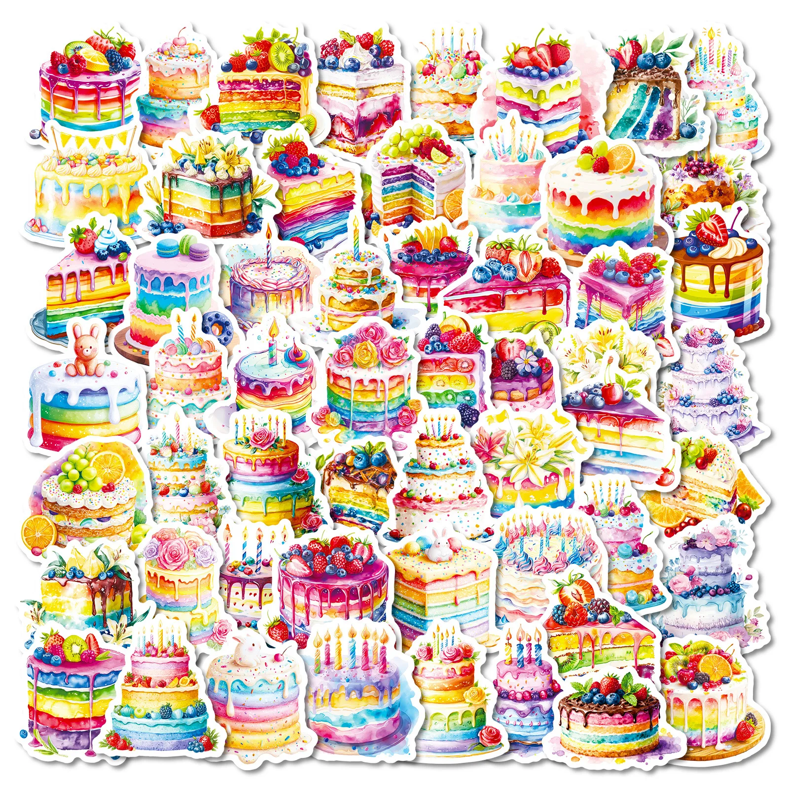 

56 шт., красочная наклейка в стиле граффити для торта на день рождения, высококачественная изысканная декоративная наклейка для чемодана, справочника