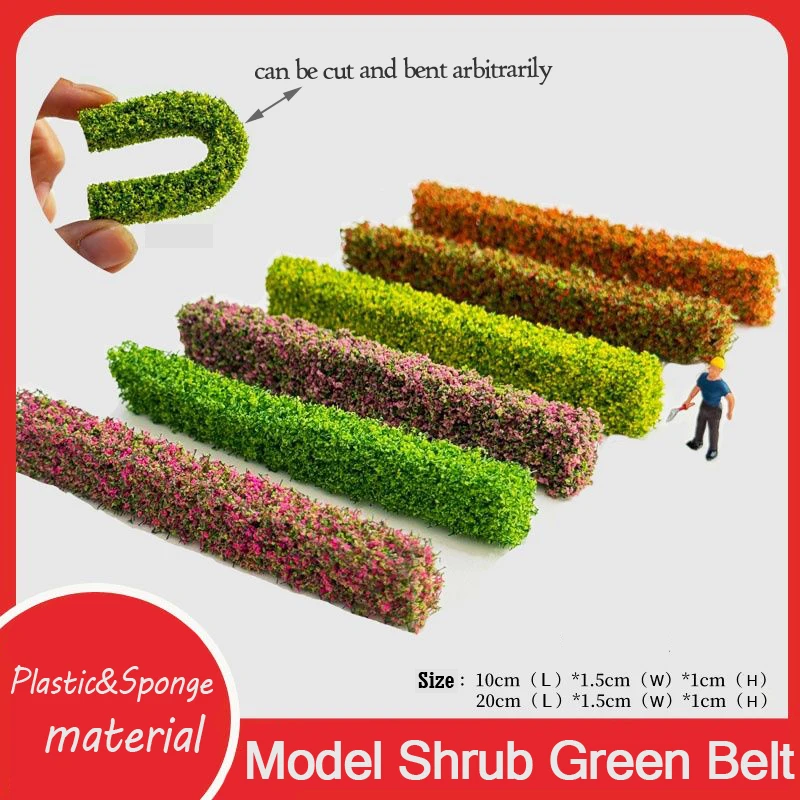 

2/12/100pcs/bag Miniature Shrub Strips Model Bush Green belt Model Building Train Railway Diorama Garden Landscape decration