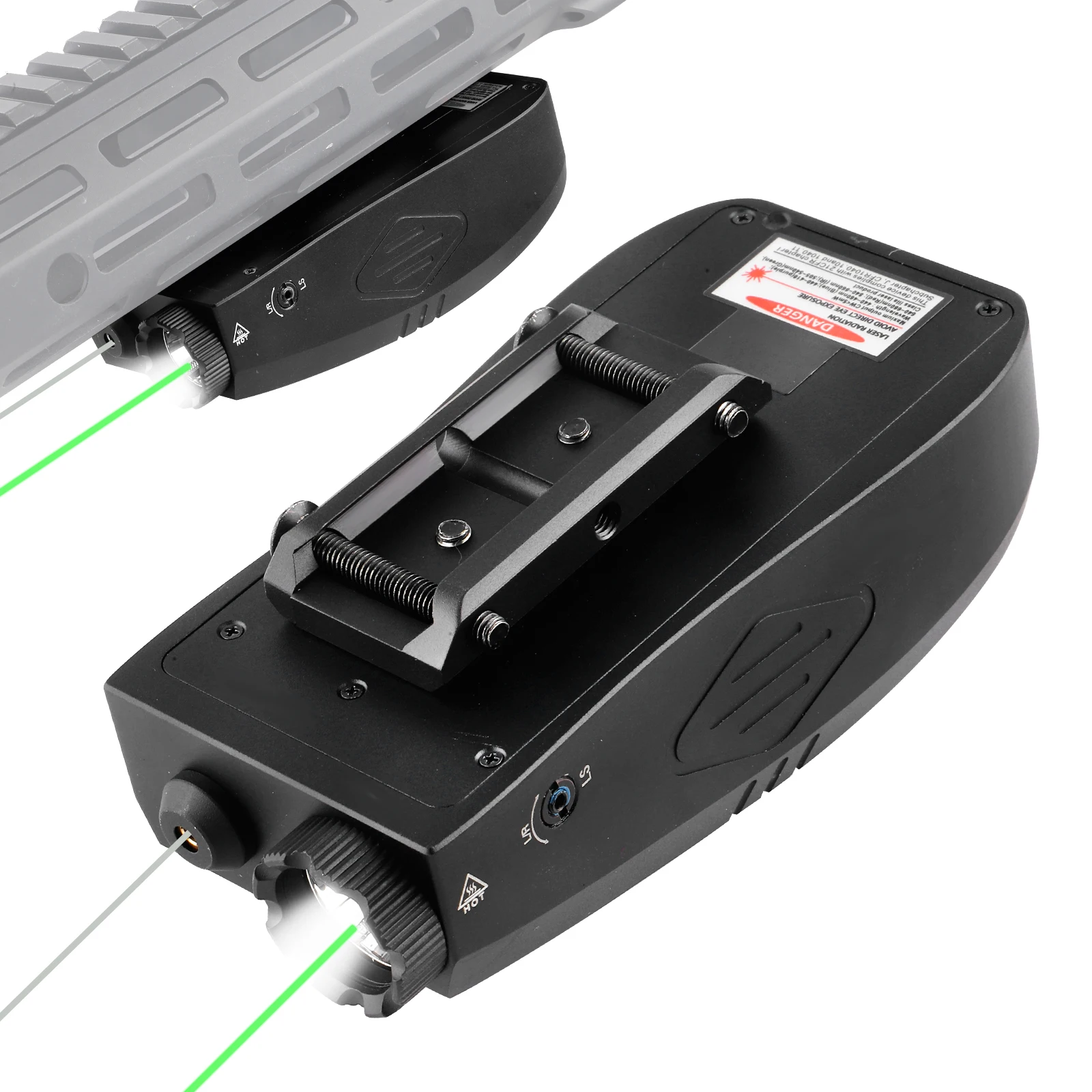 Тактический фонарик Mlok и Пикатинни, 2000 люмен, зеленый лазер, инфракрасный (ИК), лазер 3 в 1, комбинированный, с дистанционным переключателем давления