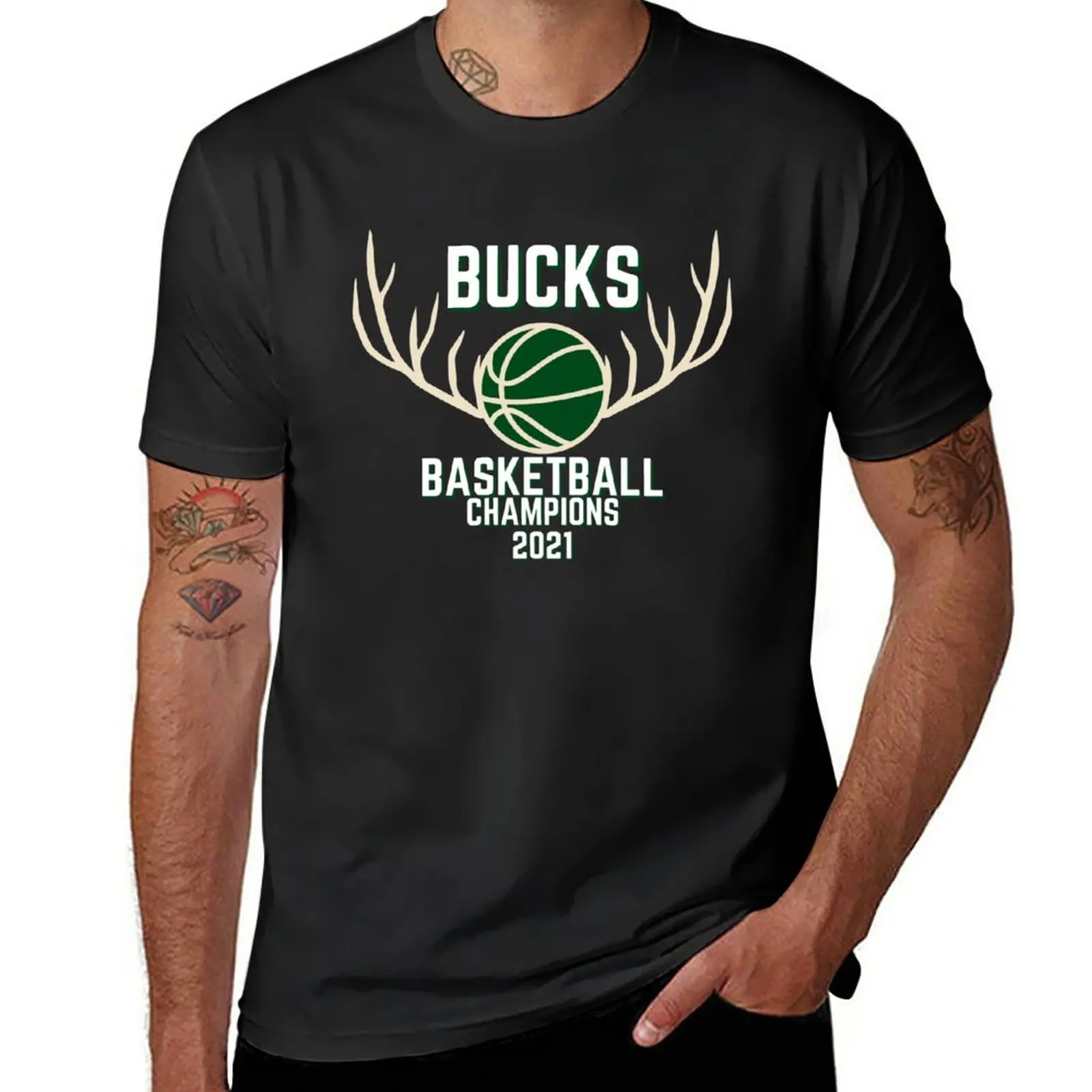 New Bucks Champions 2021 T-Shirt blank t shirts summer tops T-shirt short heavy weight t shirts for men