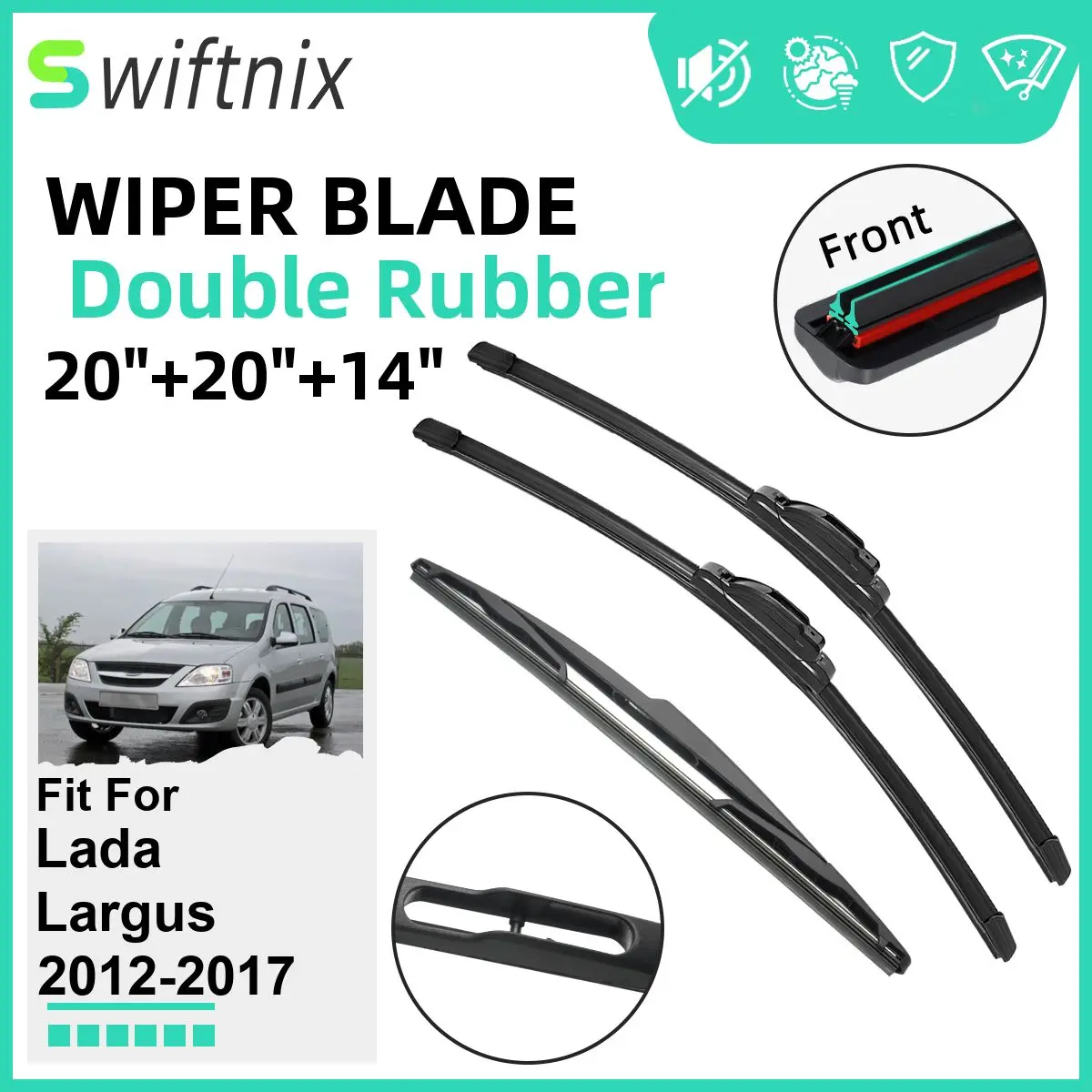 

Double Rubber Car Wiper Blades for Lada Largus 2012-2017 Windshield Wipers Rubber Car Accessories 2012 2013 2014 2015 2016 2017