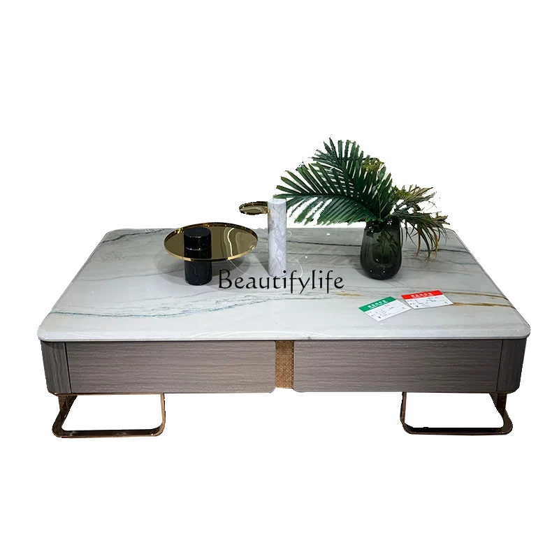 

Natural marble coffee table Italian light luxury villa size living room furniture