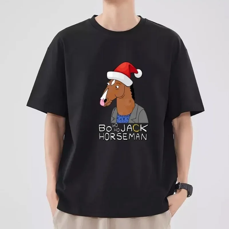 

BoJack Cartoon H-Horseman T Shirt Women Couple Combination Clothes Short Sleeve Collar Fashion T-shirt Man Cotton 2025 new model
