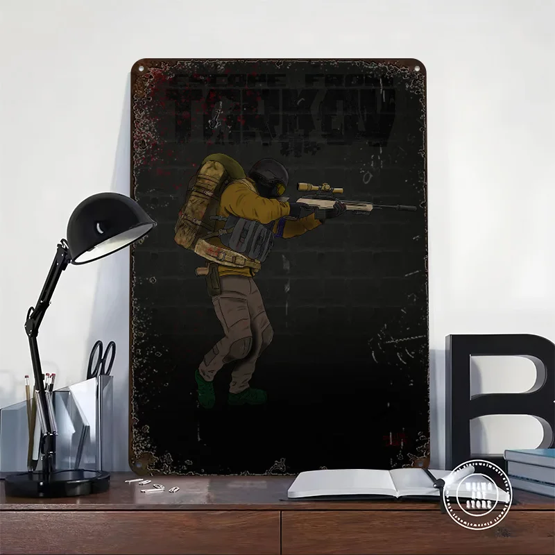 Escape From Tarkov - The Hyena Poster Retro 3D Printed Metal Signs Customized Wall Hanging Gift for Living Room Decoration House