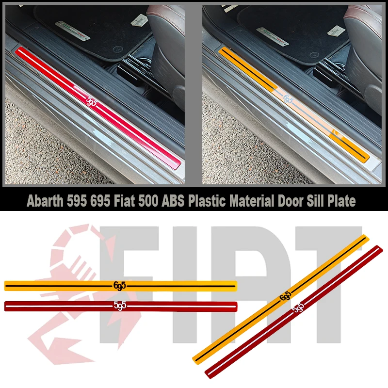 

Brand New ABS Material Red Door Sill Plate Racing Badge Style For Abarth 595 695 Fiat 500 (2pcs/set)