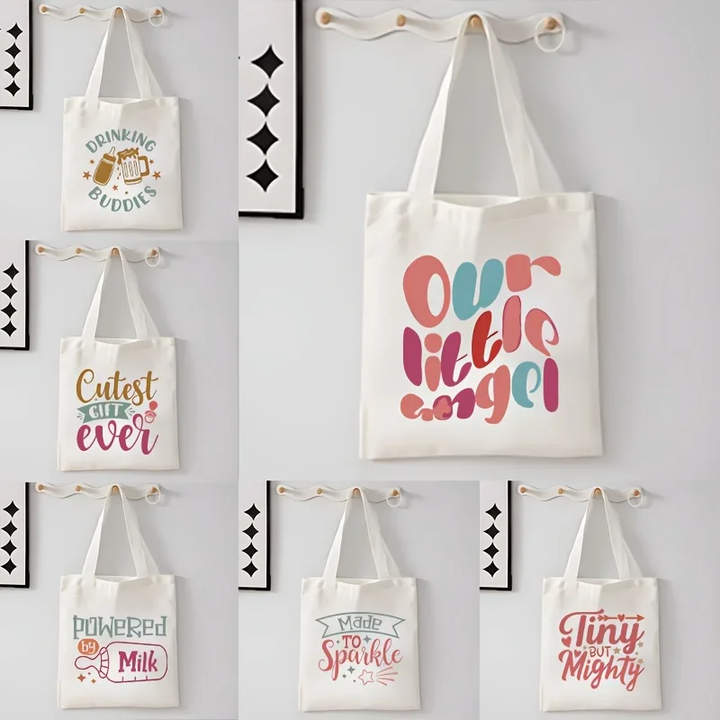 

Fun Alphabet Print Tote Bag Fashion Shoulder Bag for Women, Daily Commute & Travel, Shopping Bag with Inspirational Quotes