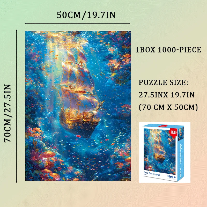 1000-delige oceaan diepzeereis puzzel voor volwassenen, 70x50cm (27,5"x19,7") grote puzzel,