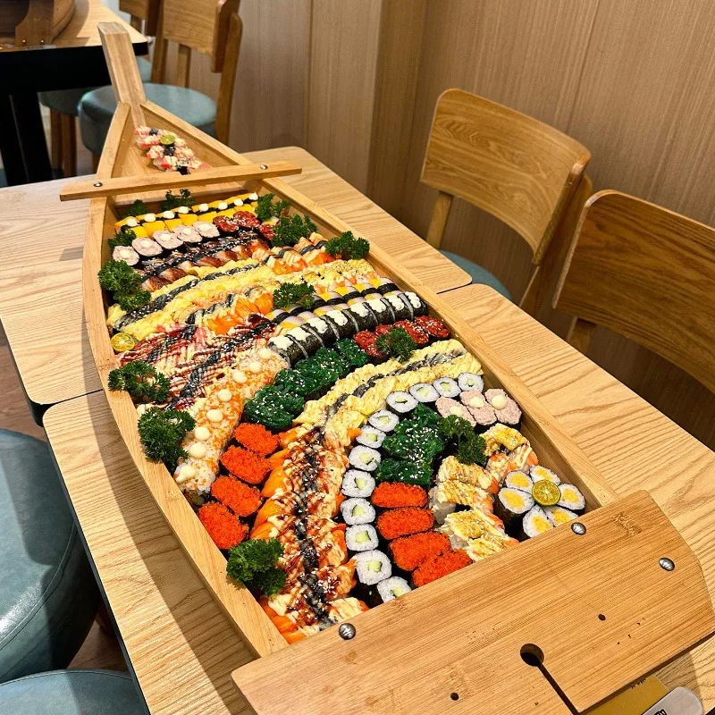 Japanese Sashimi Meal Sushi Boat Seafood Decorative Counter with Dry Ice Dragon Boat Platter for Fish And Seafood Display