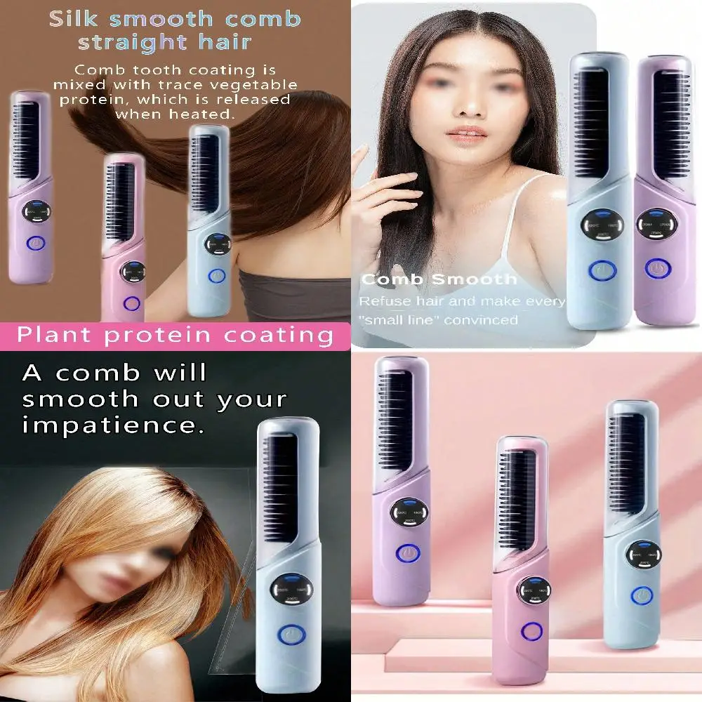 

Portable Hair Straightening Comb Four Adjustable Temperature LCD Digital Display Suitable For And Travel Stylish And Simple No