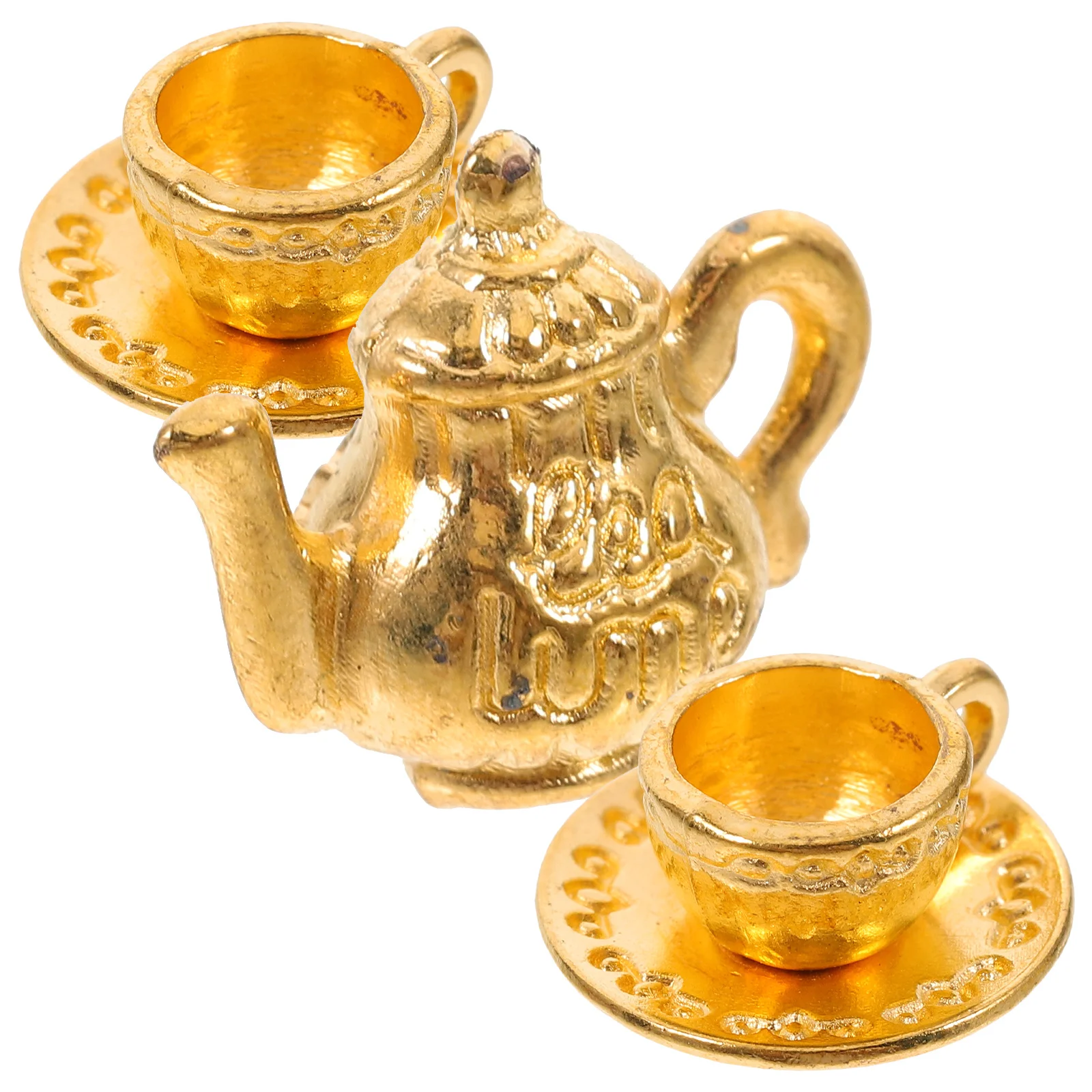 1 Zestaw Miniaturowych Metalowych Akcesoriów do Herbaty, Zestaw Herbaciany w Stylu Vintage, Mini Akcesoria Kuchenne do Zabawy w Udawanie, Realistyczny Wystrój, Małe