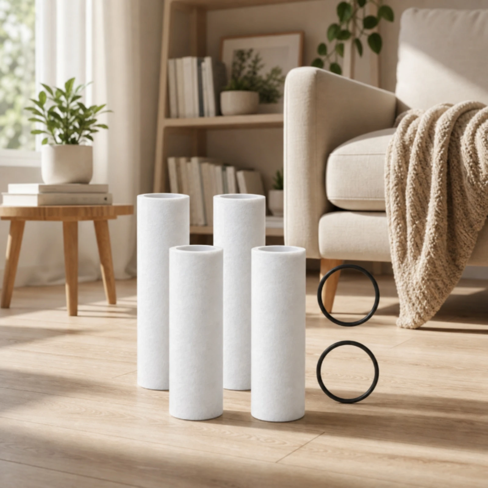 4 Pieces Replacement Water Filter Cartridge Easy to Replace PP Cotton Water Filter Cartridge Multi-Stage Compatible for Kitchen