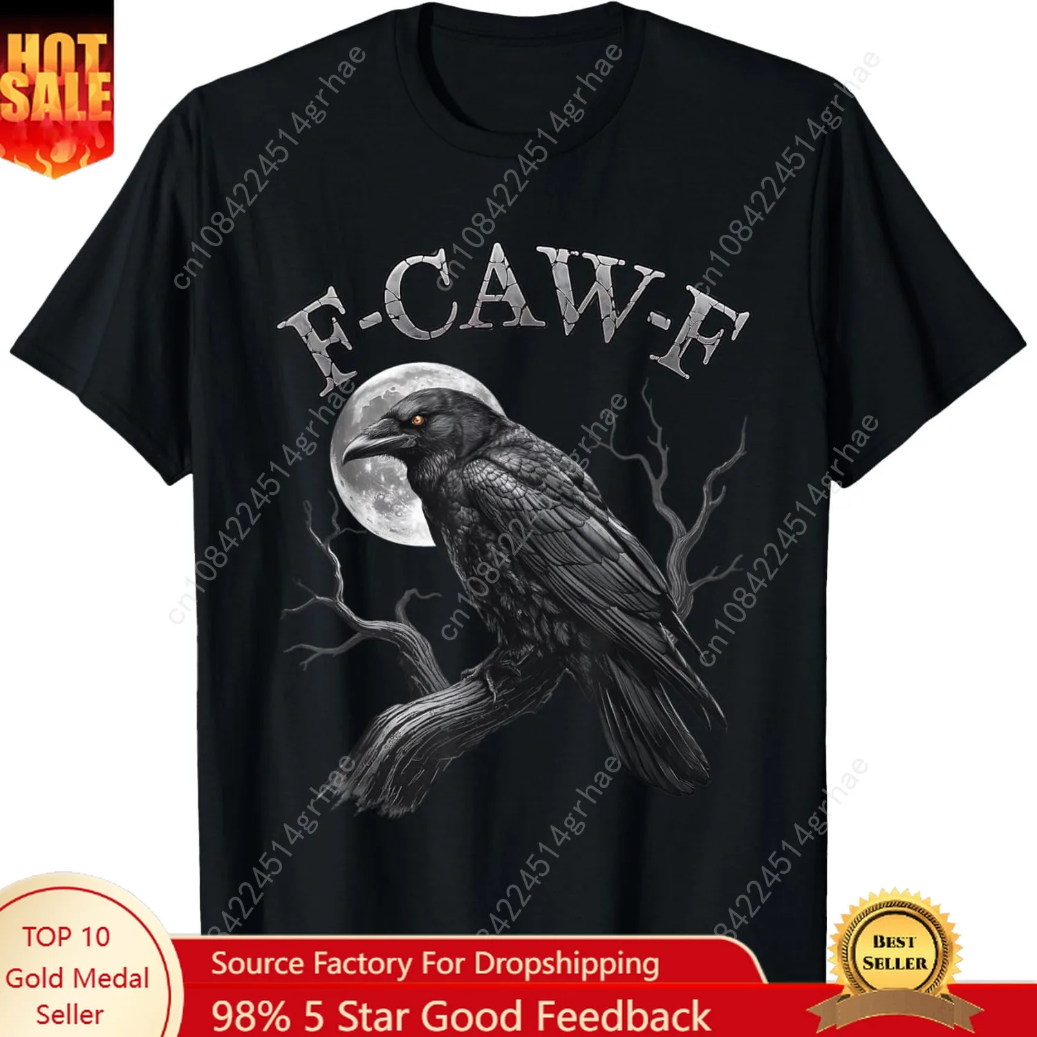 

Black Crow, F-Caw-F Funny Black Bird moon Gothic Adult Humor T-Shirt