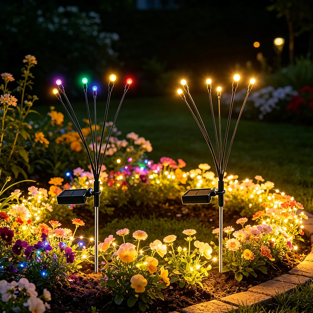 2pcs Solar Garden Lights, Outdoor Solar Variable Color Light - Swaying When Wind Blows LED Lights for Patio Pathway Decor